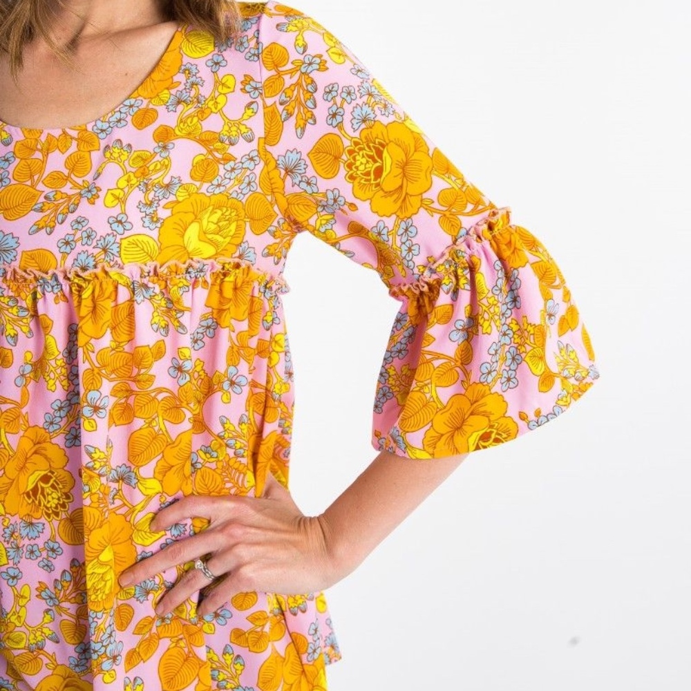 Pink and orange floral sway top